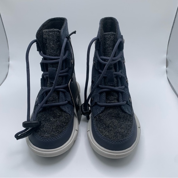 NWOB Sorel Kids Explorer Cozy toddler blue & grey snow boots size 9 NEW - Picture 2 of 9